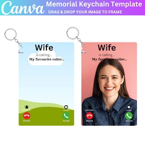 Modèle modifiable de porte-clés commémoratif, cadeau de sympathie, dans la mémoire d'amour pour toujours dans nos coeurs, l'appel que j'aimerais pouvoir passer