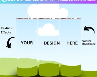 20oz Tumbler Mockup, 20oz Canva Tumbler Mockup, Drag and drop Tumbler Mockup, Full Wrap View Mockup, Canva Editable, Tumbler Mockup