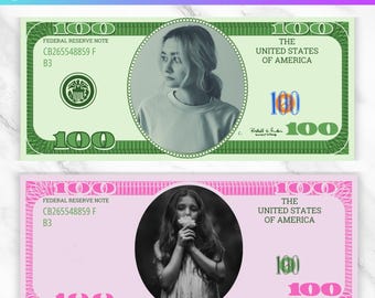 Personalized 100 Dollar Bill Canva Editable Template, Custom Hundred Dollar, Photo Editable Dollar Bill, Face on Dollar, Digital Download