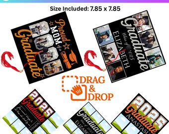 Custom Photo Graduation Topper Canva Editable Template, Graduation Cap Canva Designs,  Class of 2025, Memory Film Photo Strip, Grad 2025 DIY