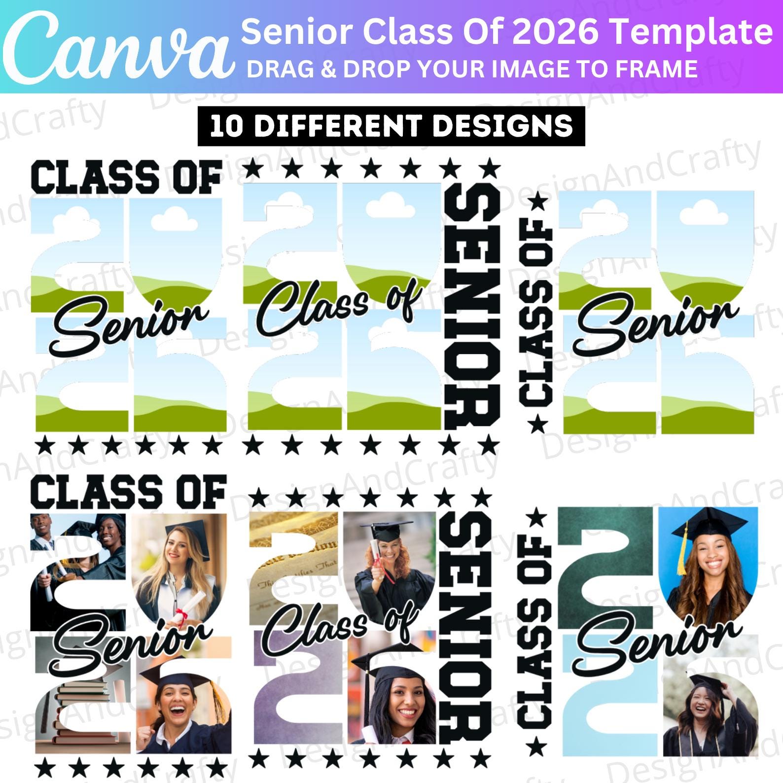 10 Editable Senior Frame 2026 Template, Senior Class of 2026 Canva ...