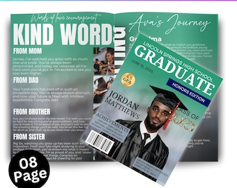 Graduation Magazine Canva Editable Template, Senior 2025 Graduation Invitation, Senior Magazine Template, Free Magazine Cover Digital Design