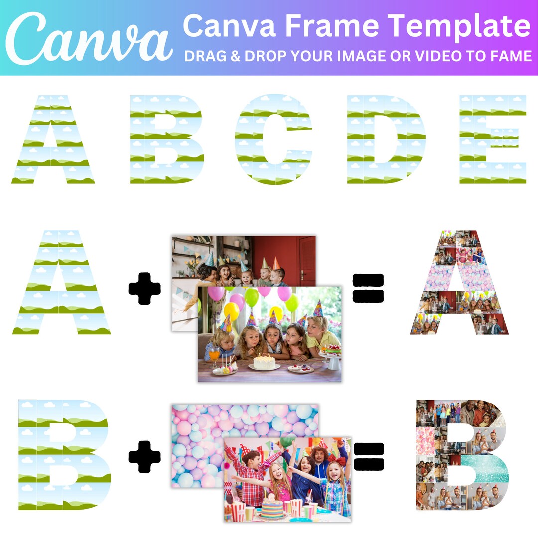 Canva Photo Collage Letters & Numbers Template, Canva Frames Bundle, A ...