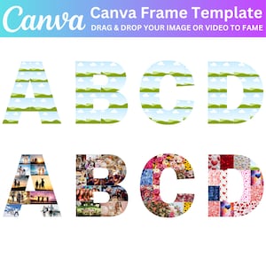 Canva Foto Collage Buchstaben & Zahlen Vorlage, Canva Frames Bundle, A-Z Geburtstag, Gedenkfoto Collage bearbeitbare Datei, Alphabet Storyboard