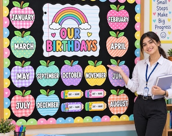 Birthday Cupcake Classroom Display, Printable Birthday Bulletin Board, Bright Birthday Classroom Wall Display,  Cupcake Birthday Board