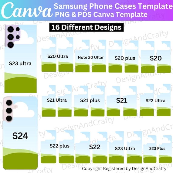 16 Samsung Galaxy Phone Case Canva Editable Template, Samsung Phone Case Bundle, S24 Ultra Phone Case, Smartphone Template, Digital Download