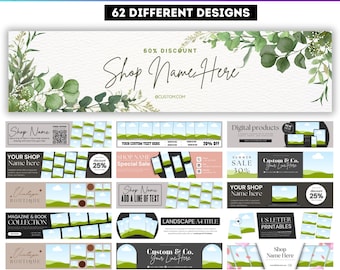 60+ Etsy Shop Banners Canva Template, Editable Etsy Banner Mockups, Etsy Shop Branding Mockup Bundle, Etsy Mockup Canva Template, Digital