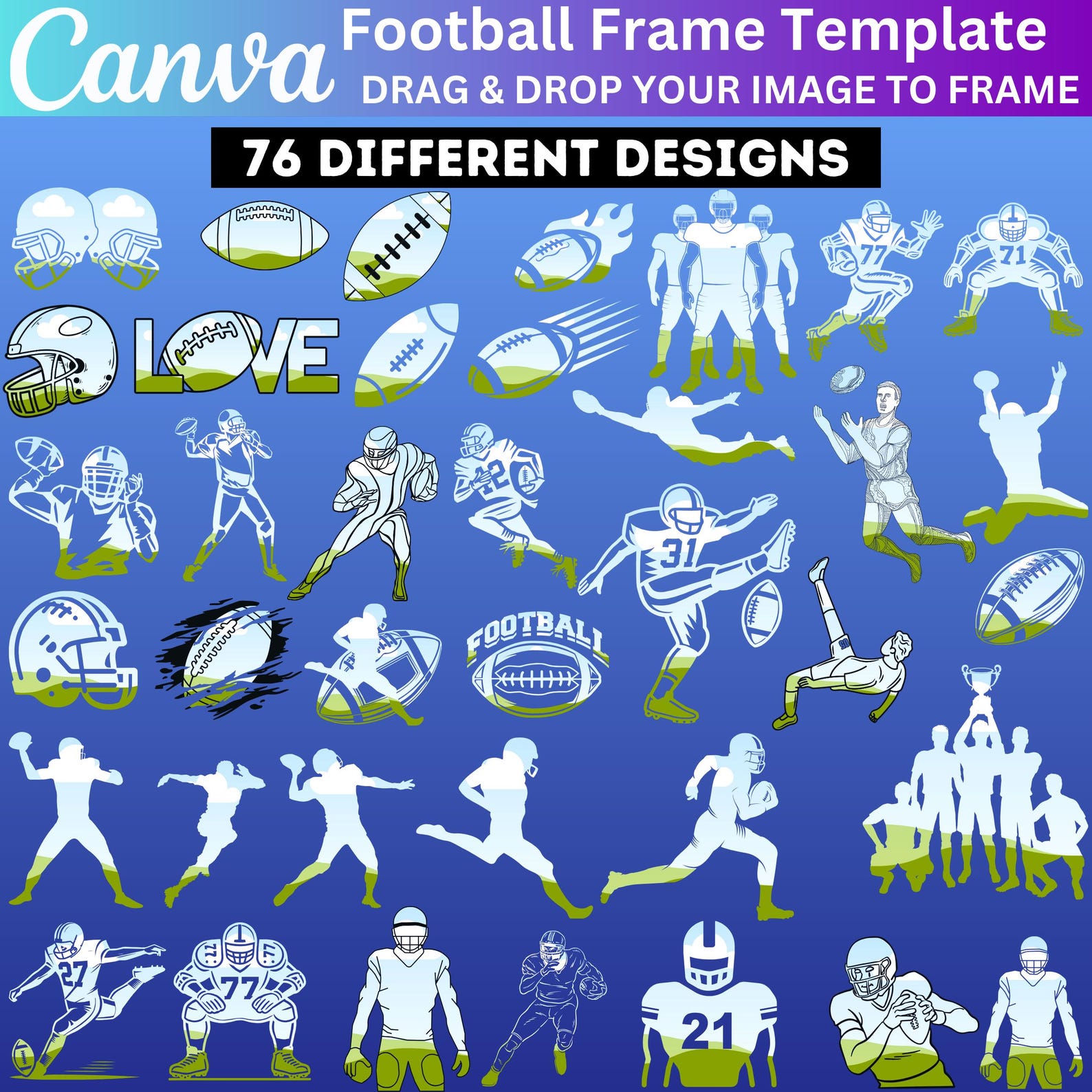 70+ Football Frames Canva Template Mega Bundle, Football Season ...
