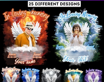 Plantilla de camiseta "En memoria de un ser querido", paquete editable de Canva "En memoria de un ser querido", camiseta conmemorativa, diseño de Canva para funerales y celebraciones de vida.