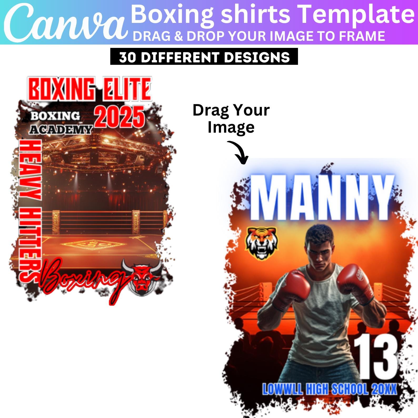 Boxing Editable Canva Template, Boxing Shirt Template, Custom Boxing ...