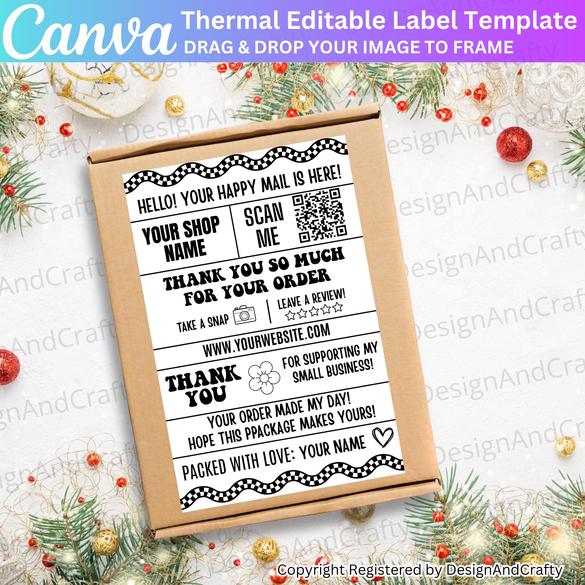 Canva Editable Thermal Label Template, Thank You for Your Order Labels ...