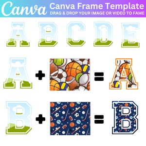 Canva Alphabets Template, Canva Alphabet Font, Varsity Canva Template, Your Own Pattern, Easy Drag and Drop, Editable Canva Letters template