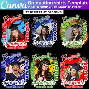 2025 Graduation tshirt Editable Canva Template, Graduation t shirt bundle, Canva Grad tshirt template, Class of 2025 Graduation T Shirt 