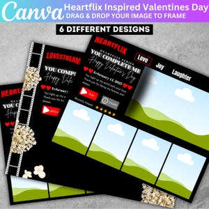Modello modificabile Canva per coppie ispirate a San Valentino, modelli di biglietti di auguri Lovesflix, biglietti di San Valentino Canva Heartflix, download digitale