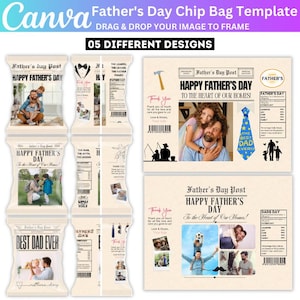 05 Father’s Day Chip Bag Canva Editable Bundle, Father Day Canva Template, Party Favors Chip Bag Label, Personalized Party Chip Bag Digital
