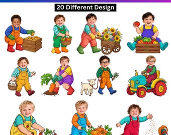 20 Farmer Kids Add Face Printables, Farm Photo Craft, Little Farmer Classroom Decor, Farm Birthday Party Activity for Kids, Digital Download