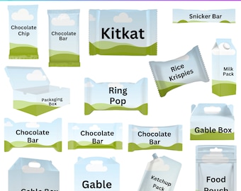16 Party Favors Canva Editable Template Bundle,  Chocolate Bar, Chip Bag, Party Favor Mockups, Water Bottle Label, Gable Box, Party Favor