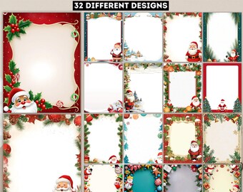 Christmas Stationery Letter Paper Christmas Journal 8.5" x 11" Printable Christmas Stationery Designs, Letter Templates for Handwritten Text