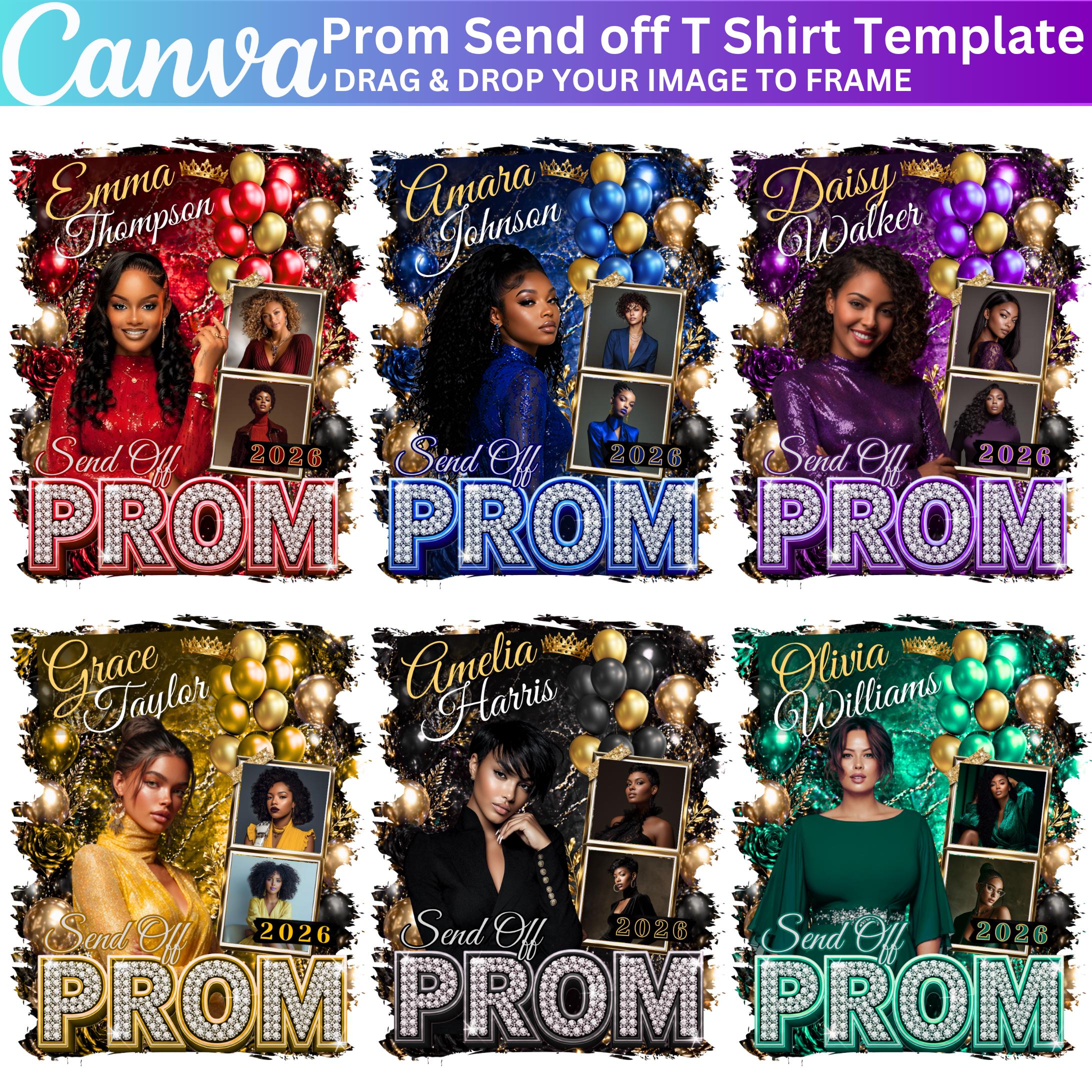 Sent Off Design 10 Prom Send off T-shirt Template, Editable Canva Prom Send off Tee ...