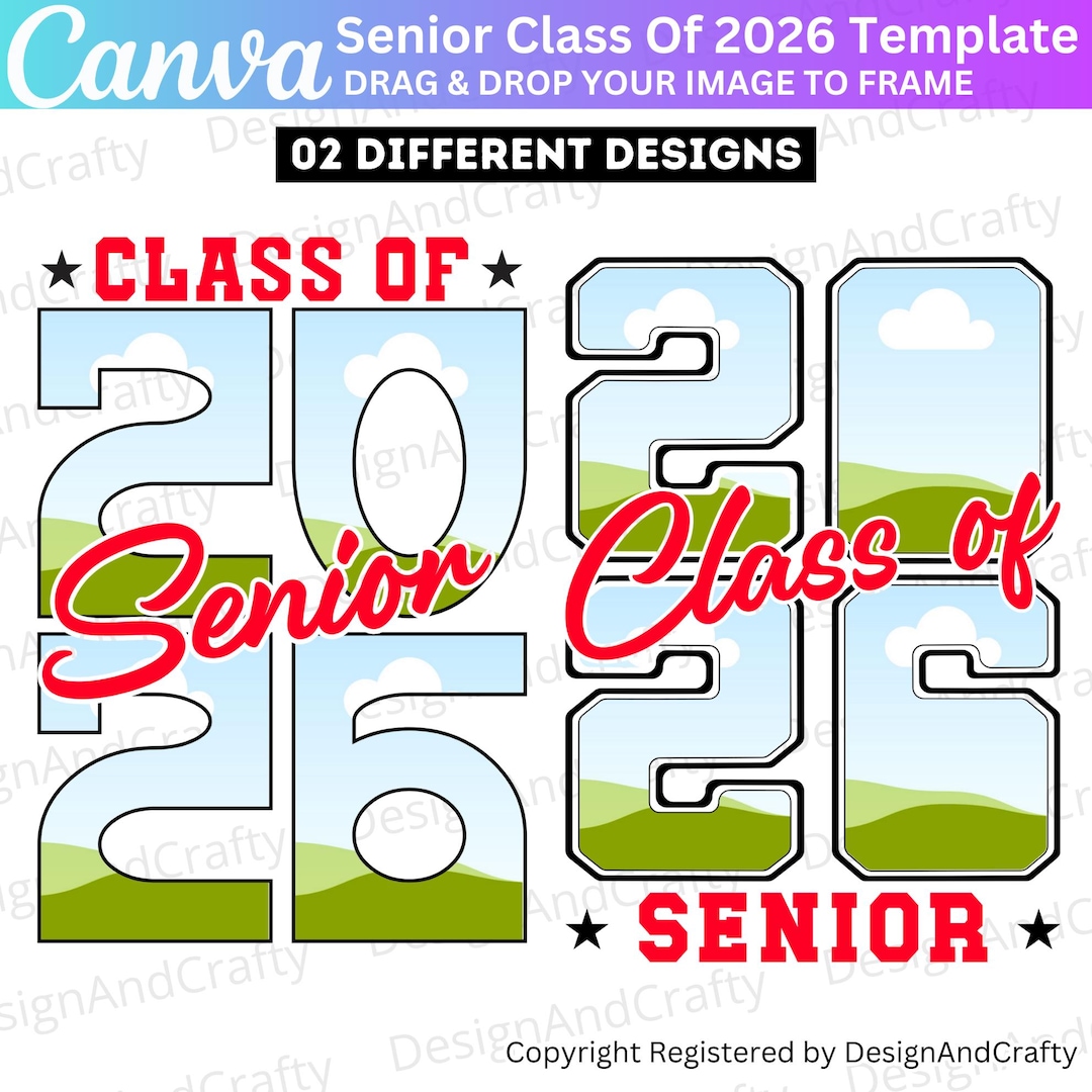 02 Senior Class of 2026 Canva Template, Editable Senior Frame 2026 ...