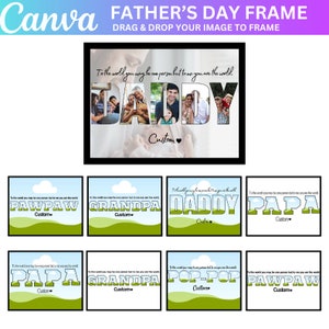Aangepaste papa Canva bewerkbare sjabloon, papa fotolijst, papa fotoprint, bewerkbare papa fotocollage, vaderdagcadeau, opa aanwezig