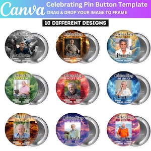 In Loving Memory Pin Button Bundle, Memorial Canva Editable Templates, Memorial Pin Button Canva Designs, RIP Funeral Button Favors