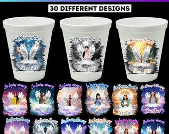 Memorial Cup Sticker Canva Template, In Loving Memory Styrofoam Cup Label, Editable Styrofoam Cup, Celebration of Life Favor Digital Files