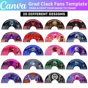 20 Graduation Clack Fan Canva Editable Template, 2025 Clack Fan Designs, Grad Clack Hand Fan, Grad Clack Fan Sublimation Canva Designs