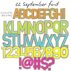 Bright Funky Colorful Alphabet PNG Bundle, Scribble Dots Alphabets,5 Alpha Sets, Bright Color palette, Digital Downloads for Sublimation
