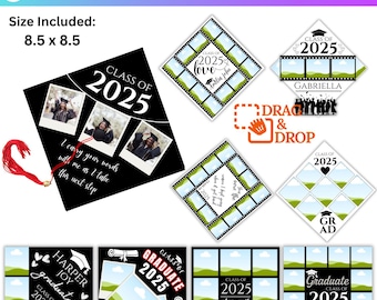 Custom Photo Graduation Topper Template, Graduation Cap Canva Designs, Class of 2025, Memory Film Photo Strip, Grad 2025 DIY, Canva Editable