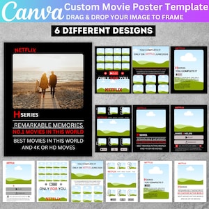 Benutzerdefiniertes Filmplakat Canva bearbeitbare Vorlage, personalisiertes Plakat, Valentinstag, Paargeschenk, Jubiläumsgeschenk, digitaler Download