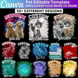 20 Pet Bootleg Canva Editable Template, Custom Pet Sublimation Design, Dog or Cat TShirt Template, Face Shirt Design, Digital Download