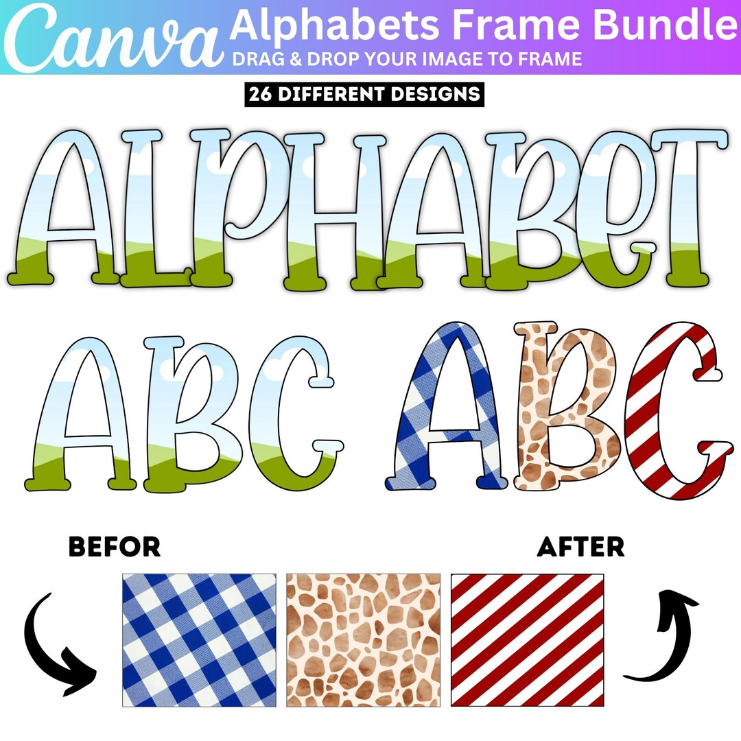 Canva Photo Collage Letters Template, Canva Frames Bundle, A-Z Birthday ...