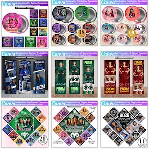 Abschluss Mega Bundle Canva Templates, Class of 2026 Grad Kit, Bootleg Shirts, Fan Paddles, Zeitung, Stola, Banner, Partygeschenke, Dekor Bild 7