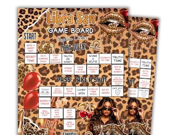 Leopard Libra Birthday Drinking Game Canva Template, Libra SZN Party Game, Editable Zodiac Birthday Board, Astrology Girls Night, Digital