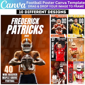 Football Poster Canva Editable Template, Senior Night Banners, Sports Poster Canva Template, Sports Photography Templates, Instant Download