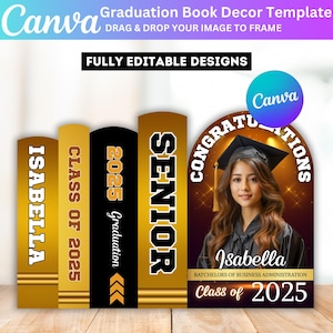 Graduation Book Decor Canva Editable Template, Graduation Panel Board, Yellow Grad Backdrop Arch Foam Board, Floor Wrap Decor Set Prom Decor