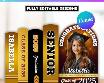 Graduation Book Decor Canva Editable Template, Graduation Panel Board, Yellow Grad Backdrop Arch Foam Board, Floor Wrap Decor Set Prom Decor