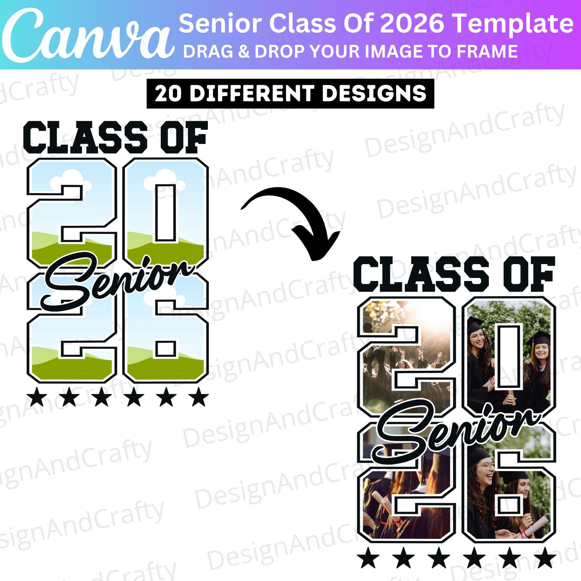 20 Senior Class of 2026 Canva Template, Editable Senior Frame 2026 ...