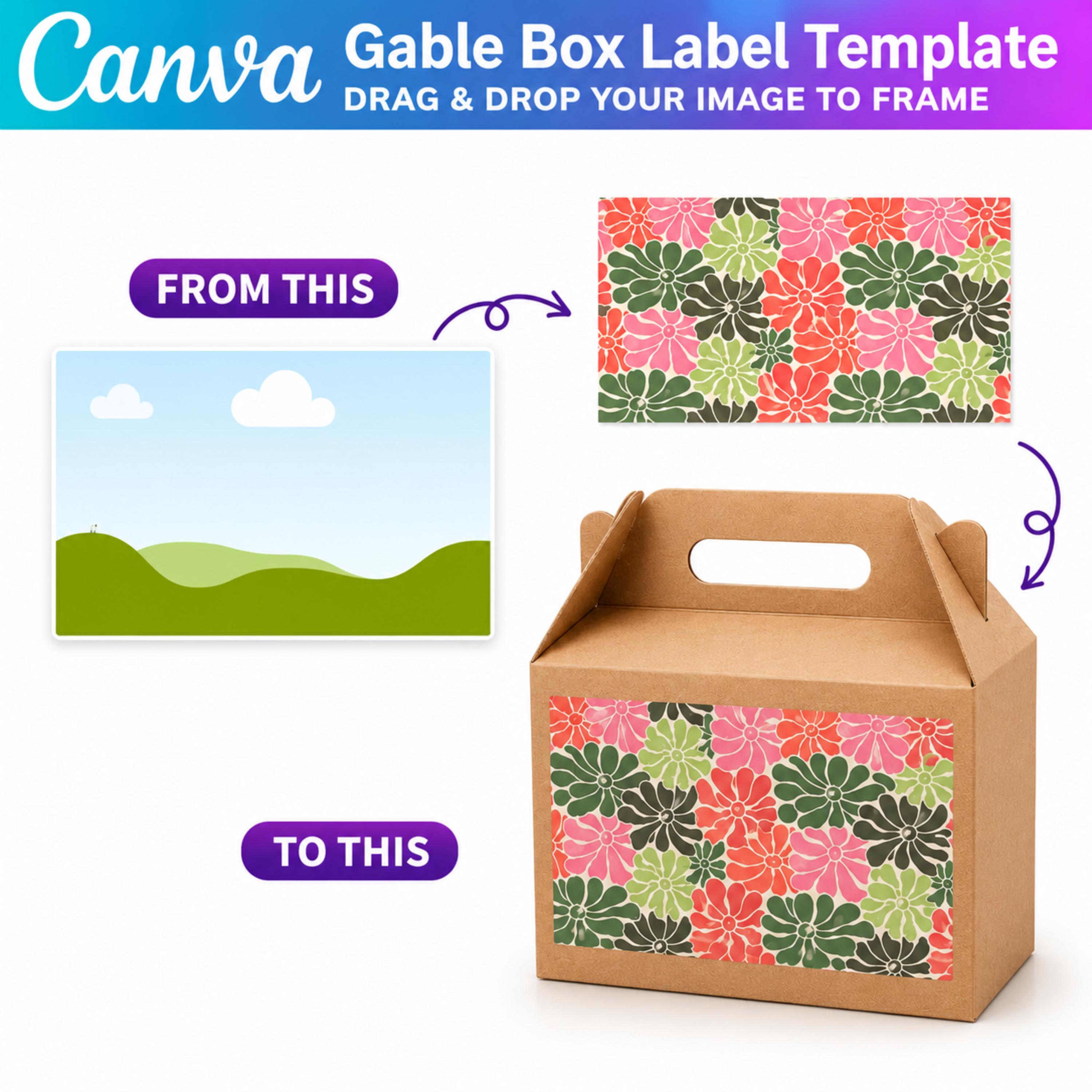 Gable Box Label Template Bundle, Canva Editable Gable Box Front Label ...