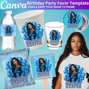 Blue Birthday Party Pack Bundle, Canva Editable Birthday SZN Party Favor,  Teen Adult Birthday Templates Digital, Chip Bag, Birthday T Shirt