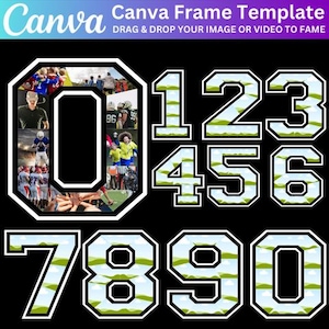 Sports Number Canva Editable Template, 0-9 Number Collage, Canva Photo Collage Frame, Number Photo Print, Easy Drag and Drop