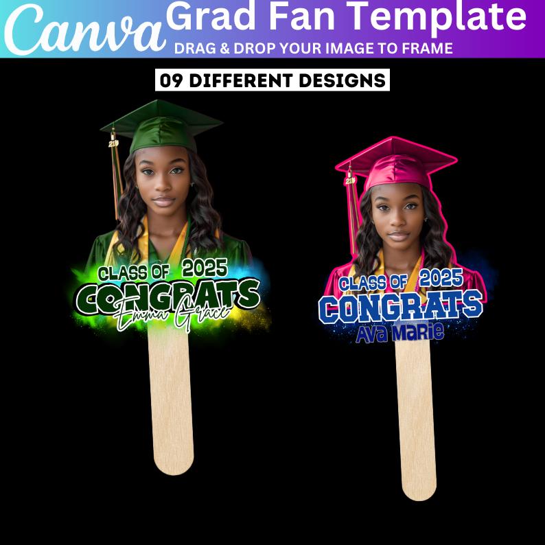 30 Graduation Fan 2025 Canva Editable Template, Grad Paddle Template ...