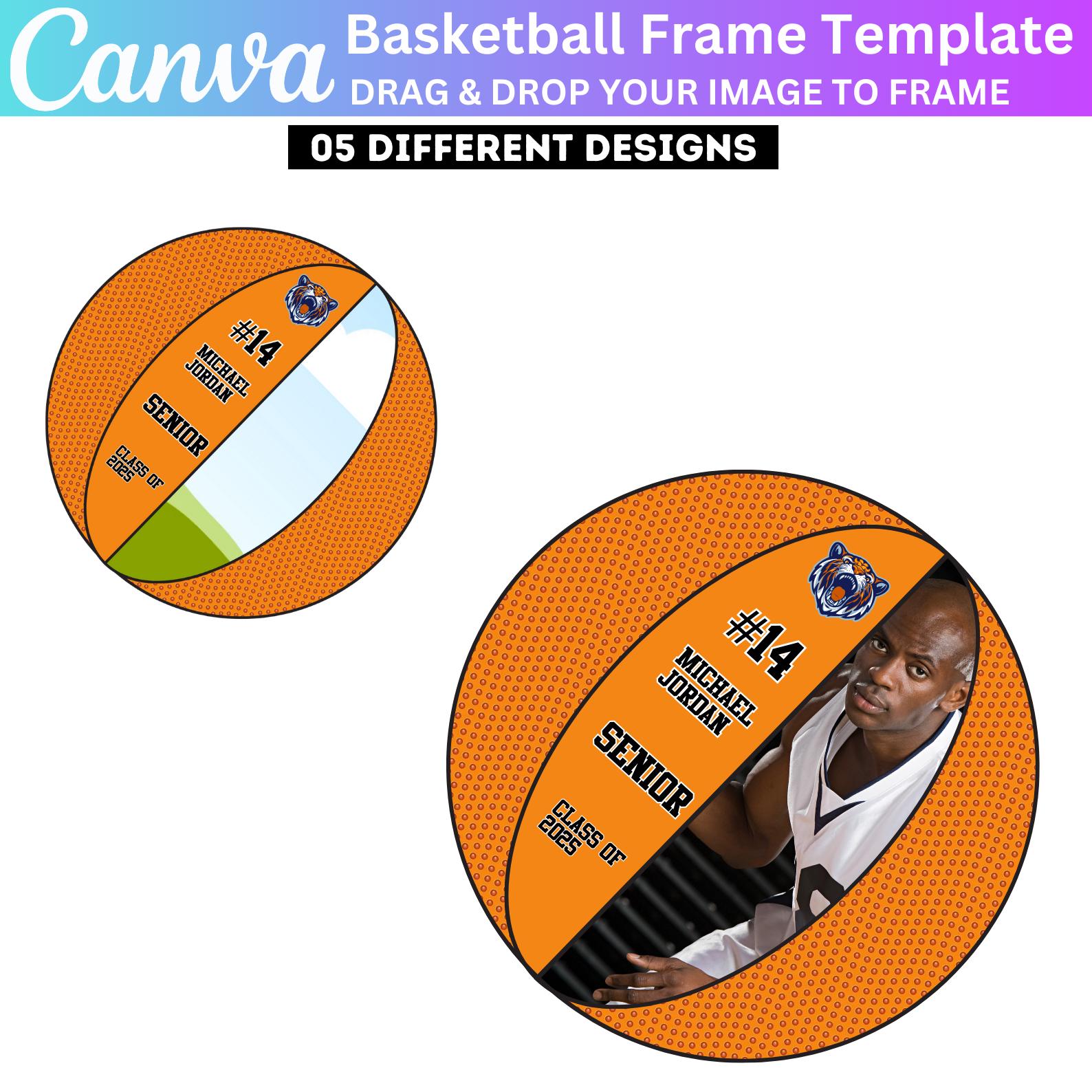 10 Inch Basketball Canva Editable Template, Basketball Frame Design ...