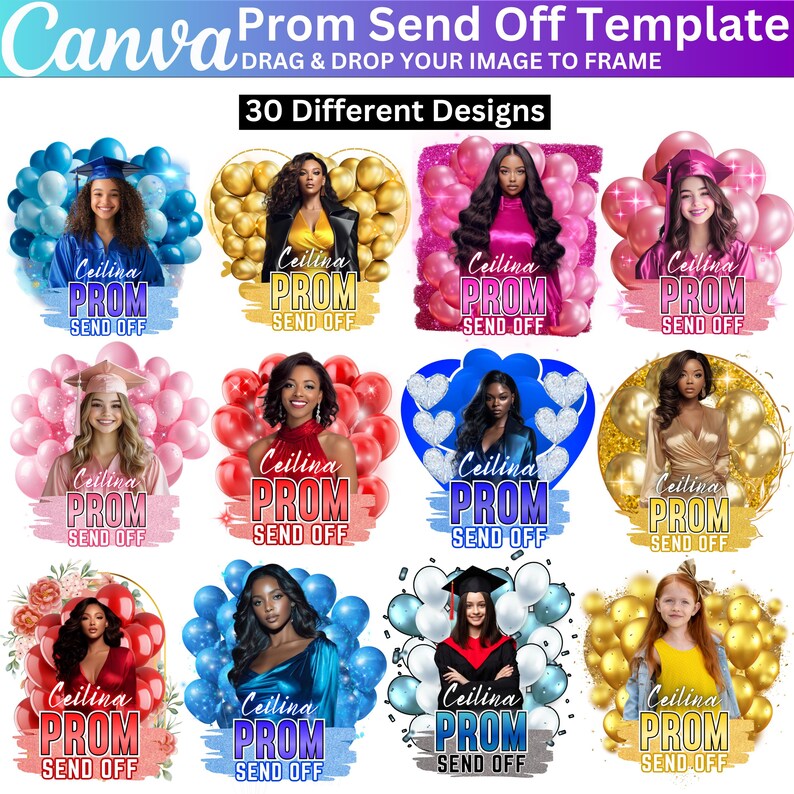 Sent Off Design 30 Prom Send off T-shirt Template, Editable Canva Prom Send off Tee ...