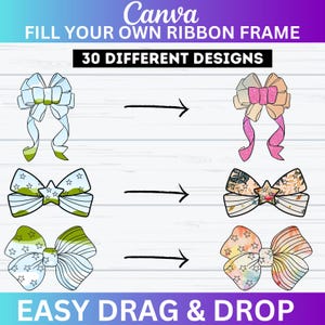 Coquette Bows Canva Editable Frame, Ribbon Bow Canva Frames, Design ...