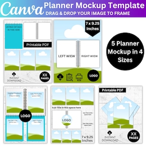 05 Planner Mockup Canva Editable Designs, US Letter Digital Product Etsy Listing Template, Drag and Drop Canva Mockup, Journal Page Mockup