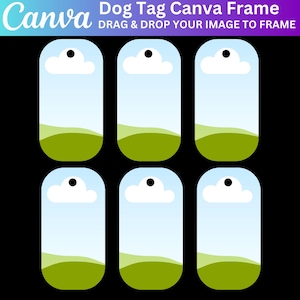 Modello/bozza di targhetta per cani, modello di targhetta per ossa, sublimazione con trascinamento della selezione, cornice Canva personalizzata, cornici per etichette di targhette per cani, download digitale