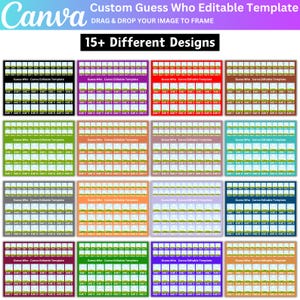 Custom Guess Who Canva Editable Template, 16 Game Boards, Guess Who Canva Game, Guess Who Create Your Own Personalized Gift Digital Download