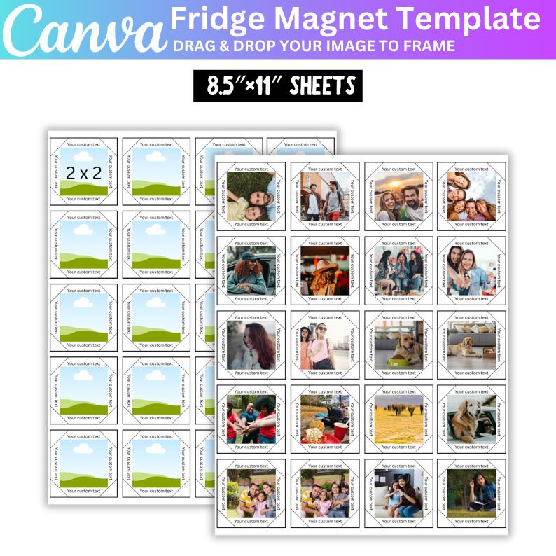 2x2 Fridge Magnet Canva Editable Template, 50mmx50mm Square Magnet ...